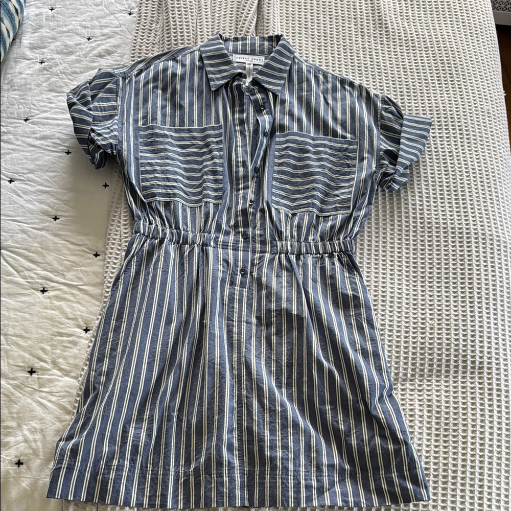 Striped Blue and White Shirt Dress